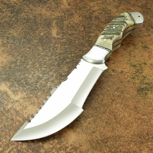 Beautiful Custom Handmade D2 Steel Tracker Knife | Sheath | Ram Horn Handle3 - SUSA KNIVES