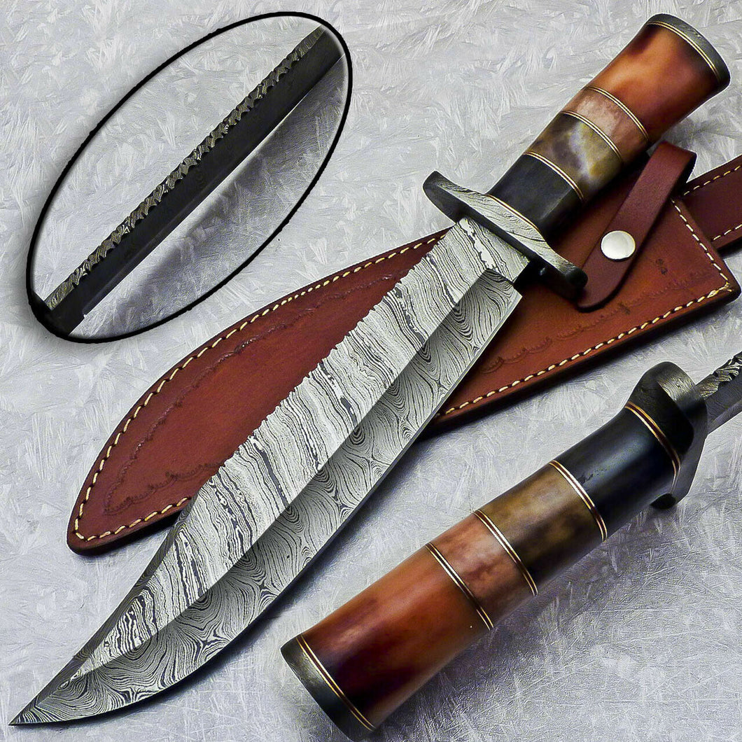 Amazing Custom Handmade Damascus Steel Bowie Knife 