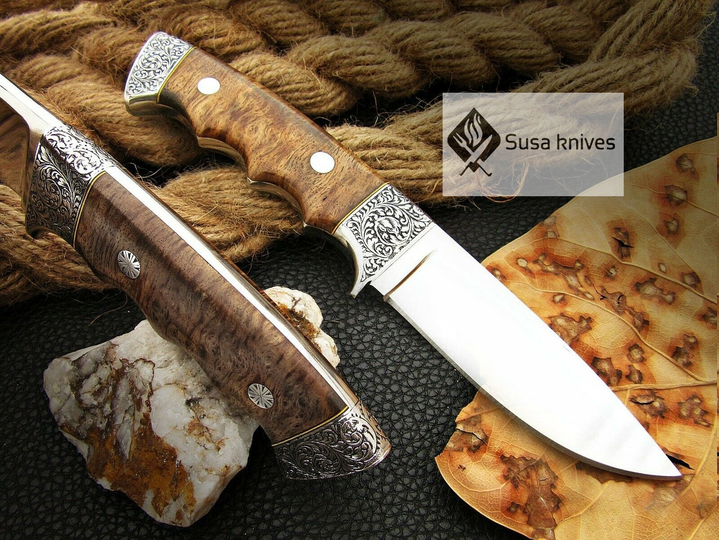 HANDMADE OUTCLASS ENGRAVED, HUNTING/FIGHTING CLAW KNIFE 440C MIRROR POLISHED - SUSA KNIVES