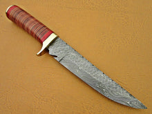 Load image into Gallery viewer, Custom Handmade Damascus Steel Hunting knife with Sheath&quot; Leather Roll Handle - SUSA KNIVES
