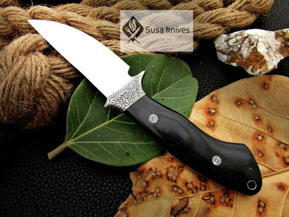 , HANDMADE ENGRAVED, HUNTING/FIGHTING KNIFE  440C MIRROR POLISHED - SUSA KNIVES