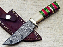Load image into Gallery viewer, HANDMADE DAMASCUS 8.0&quot; HUNTING KNIFE WITH CAMEL BONE HANDLE - SUSA KNIVES
