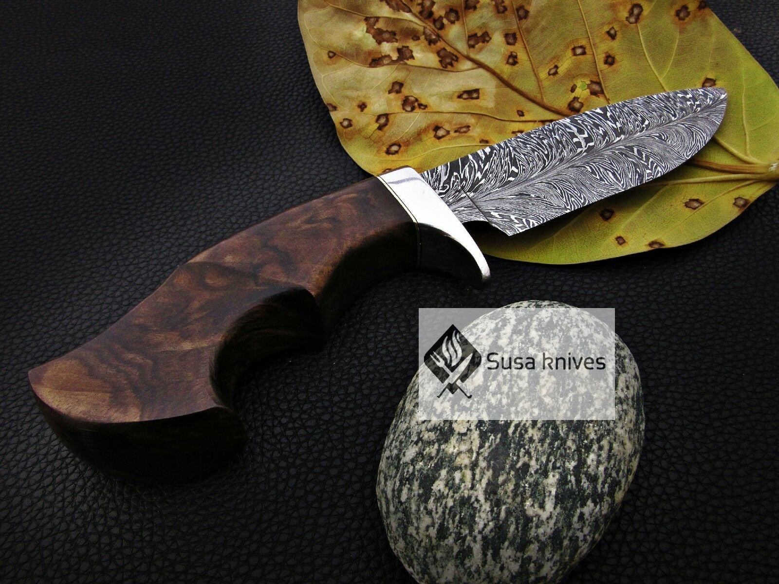 CUSTOM MADE, FEATHER PATTERN,SCENIC HANDLE, OUTDOOR HUNTING, FIGHTING CLAW KNIFE - SUSA KNIVES