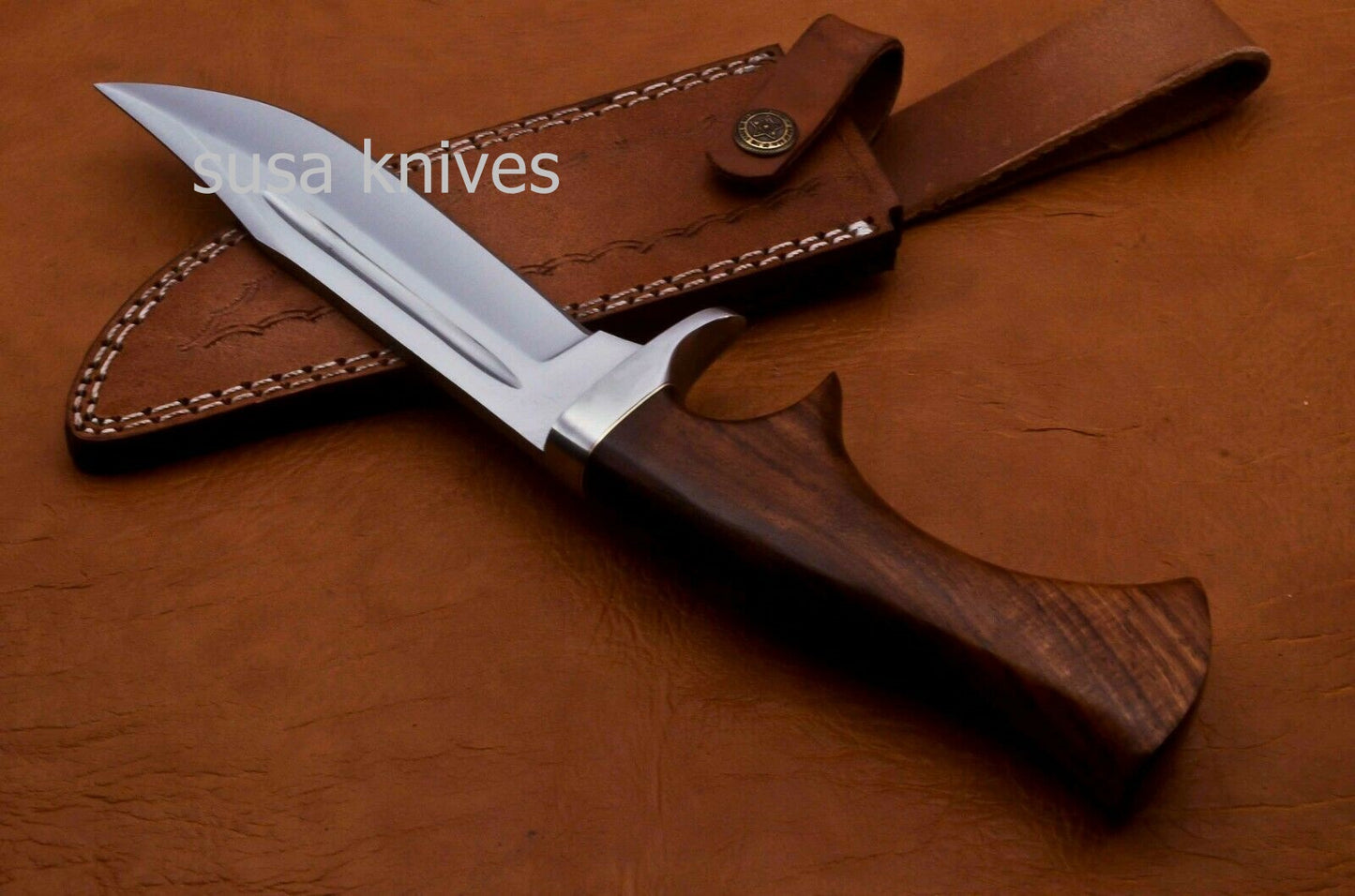 Handmade D2 Steenless Steel 11.00 Inches Bowie Knive Rose Wood Handle - SUSA KNIVES
