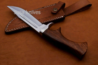 Handmade D2 Steenless Steel 11.00 Inches Bowie Knive Rose Wood Handle - SUSA KNIVES