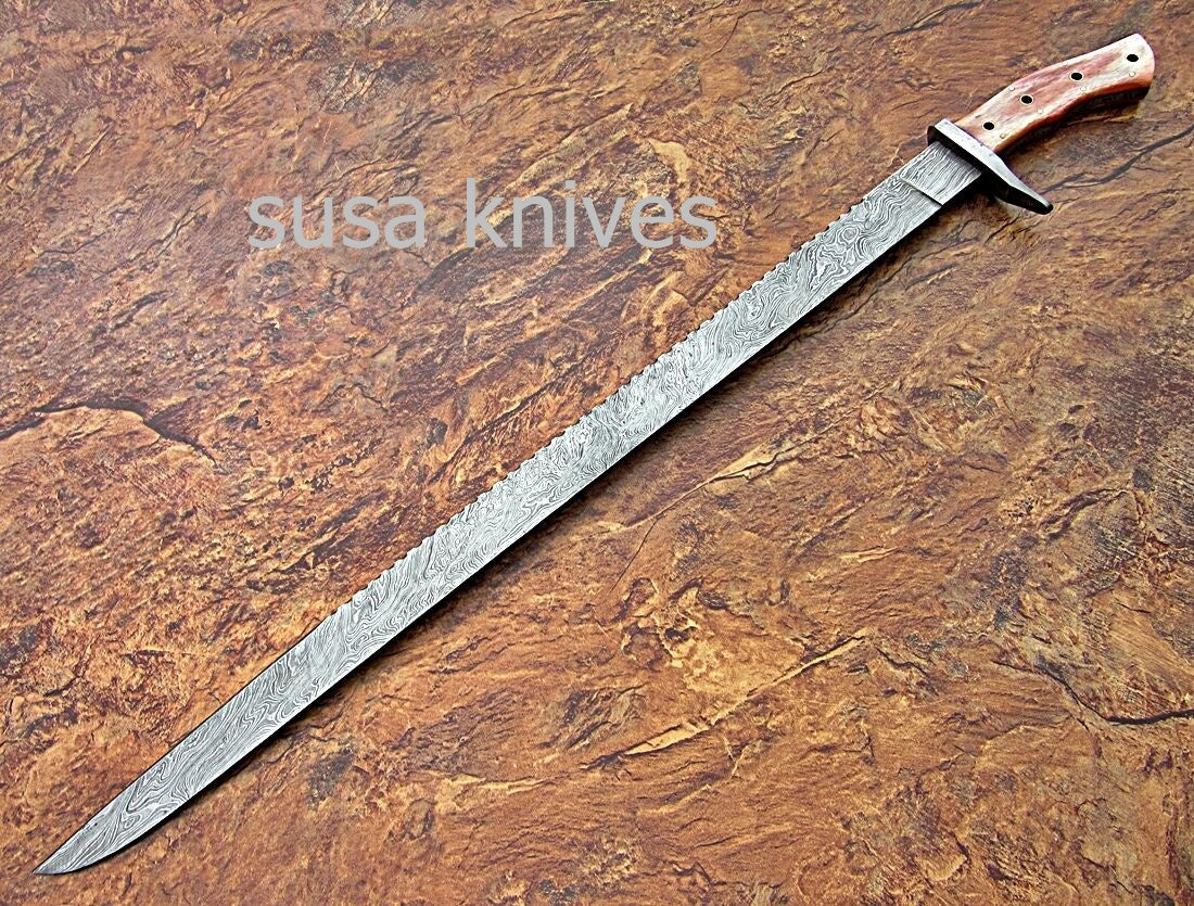 CUSTOM HAND MADE DAMASCUS STEEL HUNTING SWORD KNIFE. - SUSA KNIVES