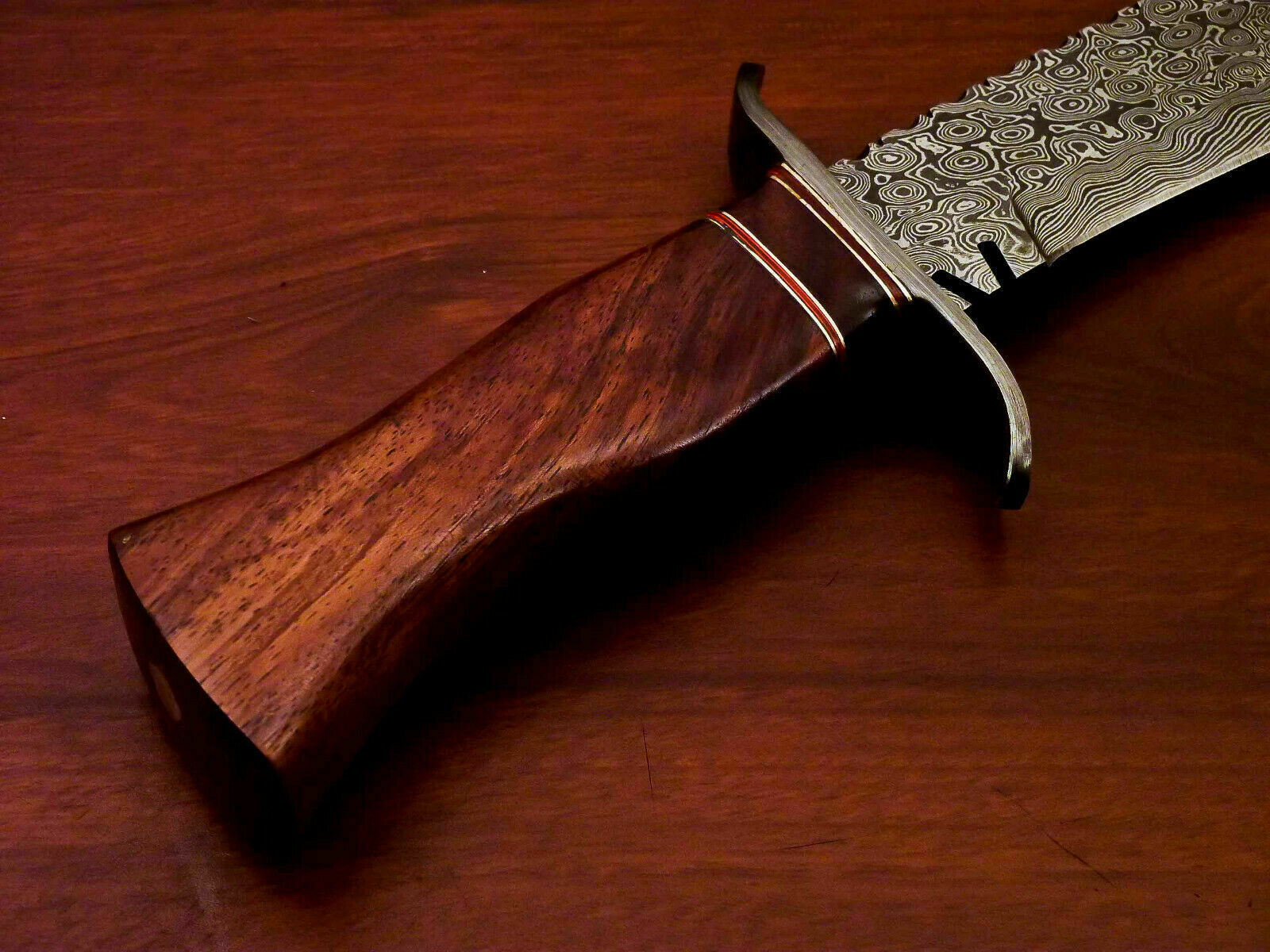 -Custom Handmade Damascus Kukri Knife [Sheath] Natural Wood Handle - SUSA KNIVES