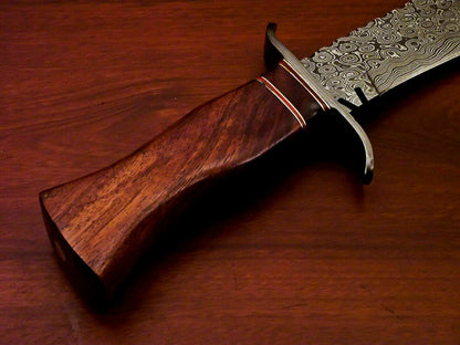 -Custom Handmade Damascus Kukri Knife [Sheath] Natural Wood Handle - SUSA KNIVES