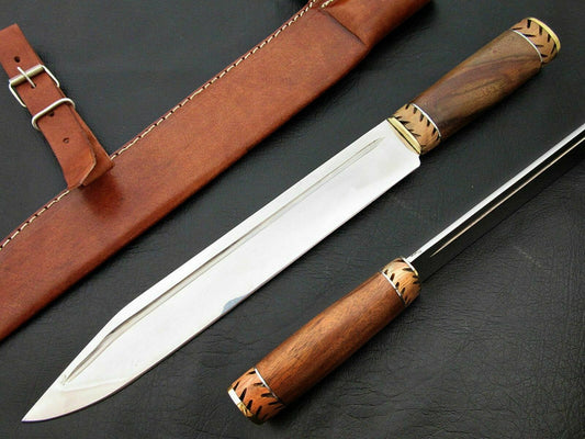 Amazing Custom Handmade D2 Steel Hunting Knife " Natural Rose Wood Handle - SUSA KNIVES