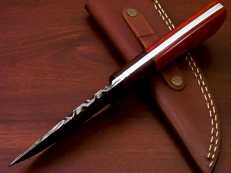 CUSTOM HAND MADE DAMASCUS STEEL FULL TANG KNIFE-HARD WOOD HANDLE - SUSA KNIVES