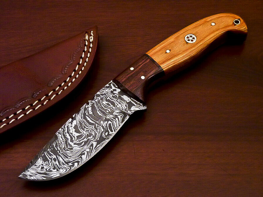 AWESOME CUSTOM HAND MADE DAMASCUS STEEL FULL TANG KNIFE-HARD WOOD - SUSA KNIVES