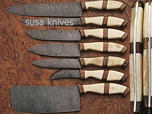 CUSTOM MADE DAMASCUS BLADE KITCHEN/CHEF KNIFE 07 PC'S SET - SUSA KNIVES