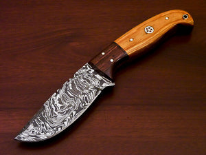 AWESOME CUSTOM HAND MADE DAMASCUS STEEL FULL TANG KNIFE-HARD WOOD - SUSA KNIVES