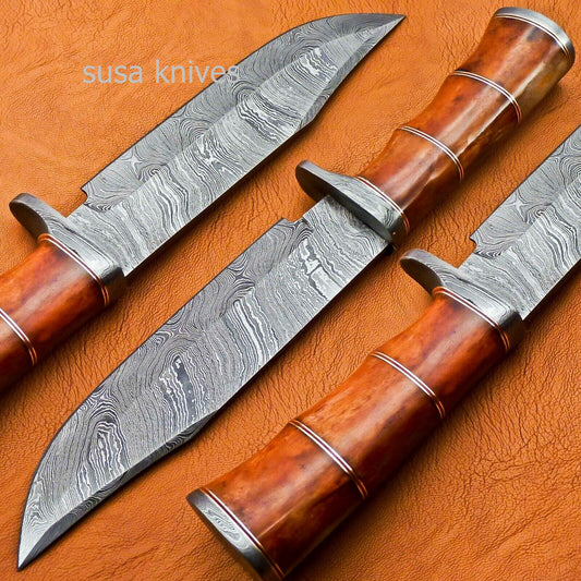 Handmade Damascus Steel 12.00 Inches Damascus Steel Bowie Knive - SUSA KNIVES