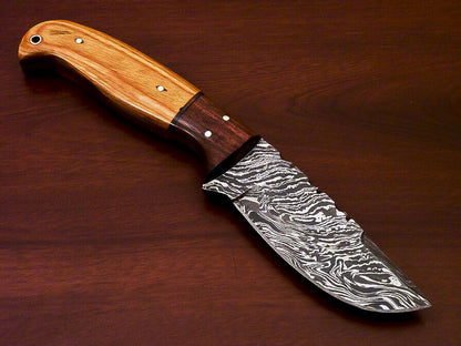 AWESOME CUSTOM HAND MADE DAMASCUS STEEL FULL TANG KNIFE-HARD WOOD - SUSA KNIVES
