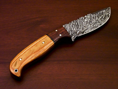 AWESOME CUSTOM HAND MADE DAMASCUS STEEL FULL TANG KNIFE-HARD WOOD - SUSA KNIVES