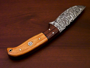 AWESOME CUSTOM HAND MADE DAMASCUS STEEL FULL TANG KNIFE-HARD WOOD - SUSA KNIVES