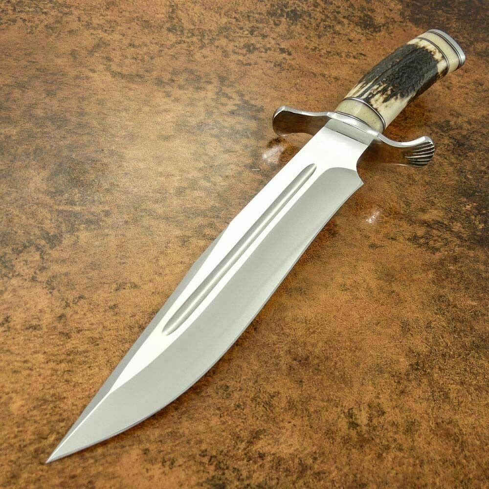 Beautiful Custom Handmade D2 Steel Hunting Knife | Sheath Stag Horn Handle - SUSA KNIVES