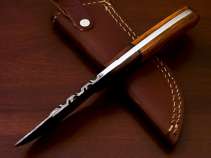 AWESOME CUSTOM HAND MADE DAMASCUS STEEL FULL TANG KNIFE-HARD WOOD - SUSA KNIVES
