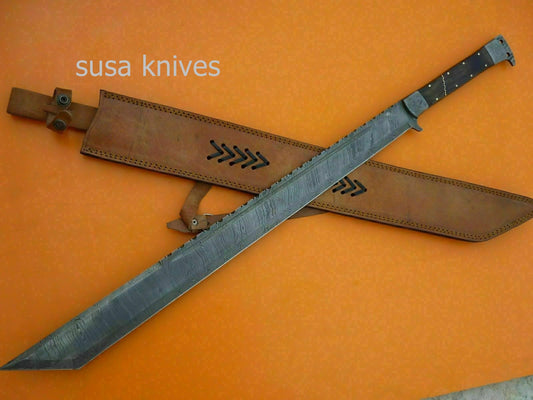 Hand-made-Damascus-steel-hunting-sword - SUSA KNIVES