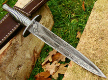 Load image into Gallery viewer, Damascus steelom Handmade Carbon Steel Dagger Knife | Steel Gripped Handle - SUSA KNIVES
