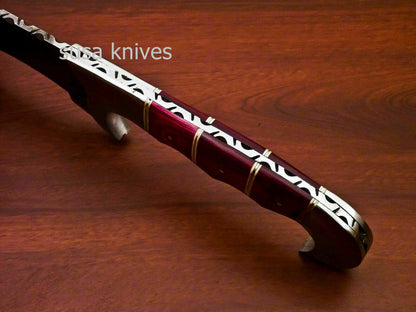 Kukri Knife -Custom Handmade Damascus Kukri Knife [Sheath] Hard Wood Handle - SUSA KNIVES