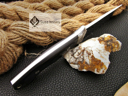, HANDMADE ENGRAVED, HUNTING/FIGHTING KNIFE  440C MIRROR POLISHED - SUSA KNIVES