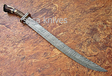Load image into Gallery viewer, CUSTOM HAND MADE DAMASCUS STEEL HUNTING SWORD KNIFE - SUSA KNIVES
