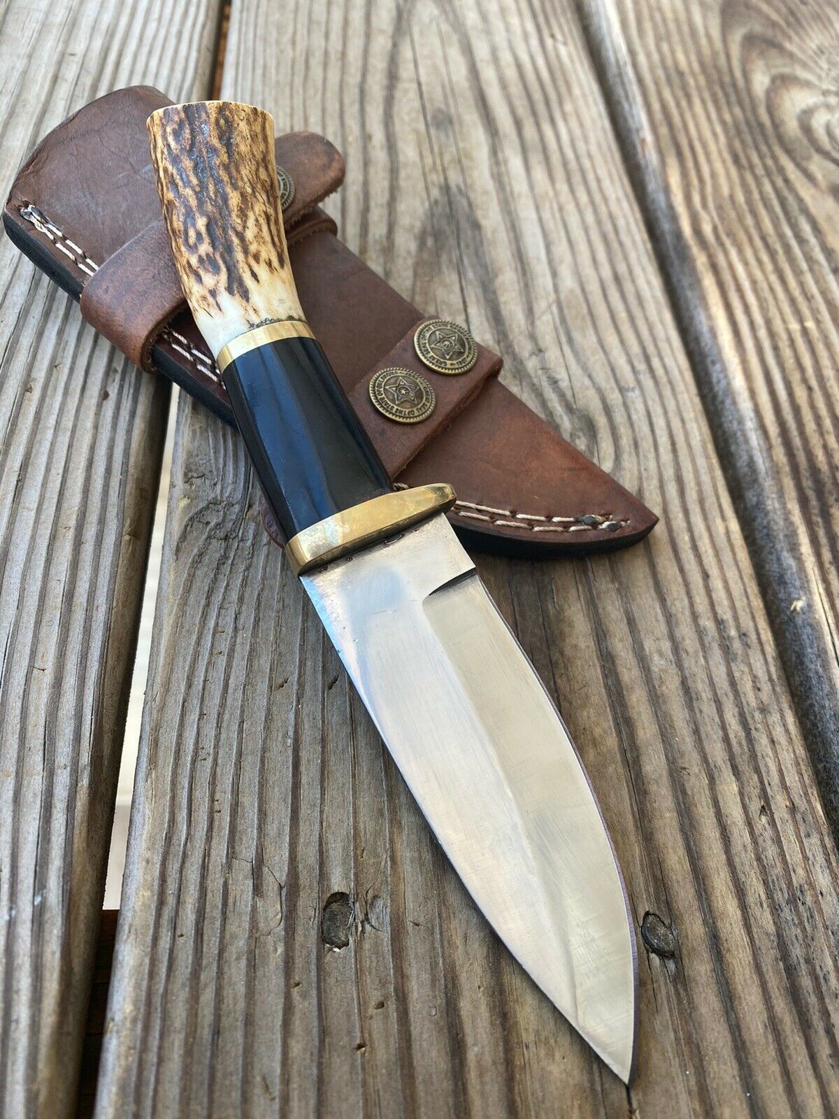 CUSTOM HAND FORGED D2 STEEL Hunting KNIFE W/ STAG HANDLE - SUSA KNIVES