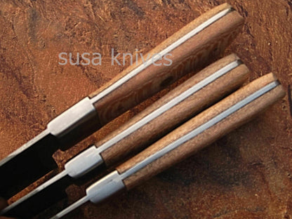 USTOM MADE DAMASCUS BLADE 6Pcs. CHEF/KITCHEN KNIVES SET - SUSA KNIVES