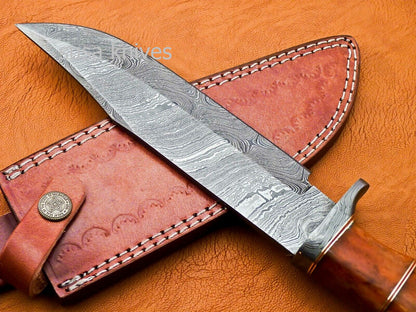 Handmade Damascus Steel 12.00 Inches Damascus Steel Bowie Knive - SUSA KNIVES