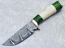 Load image into Gallery viewer, HANDMADE DAMASCUS 8.0&quot; HUNTING KNIFE WITH CAMEL BONE HANDLE - SUSA KNIVES
