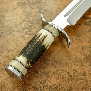 Beautiful Custom Handmade D2 Steel Hunting Knife | Sheath Stag Horn Handle - SUSA KNIVES