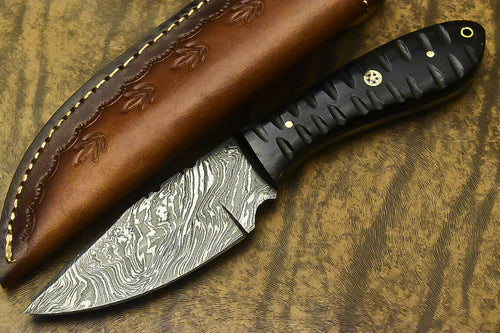 CUSTOM HANDMADE DAMASCUS HUNTING SKINNING BLADE HUNTER CAMPING FULL TANG KNIFE - SUSA KNIVES