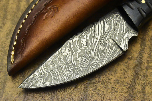 CUSTOM HANDMADE DAMASCUS HUNTING SKINNING BLADE HUNTER CAMPING FULL TANG KNIFE - SUSA KNIVES