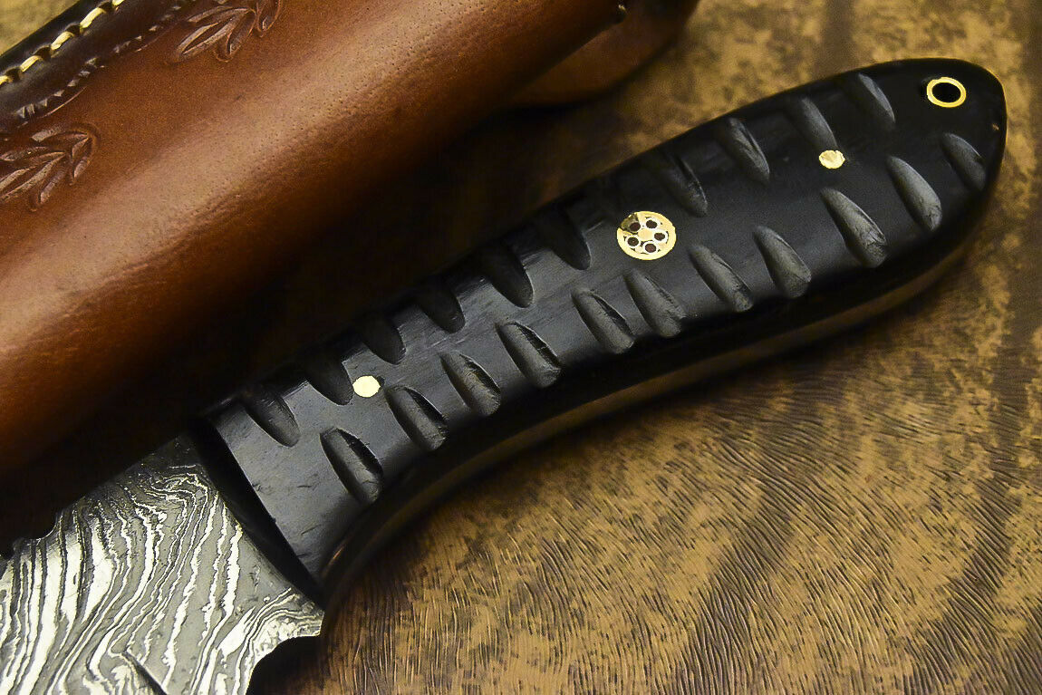CUSTOM HANDMADE DAMASCUS HUNTING SKINNING BLADE HUNTER CAMPING FULL TANG KNIFE - SUSA KNIVES