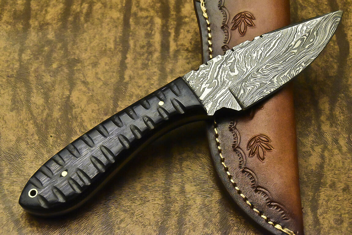 CUSTOM HANDMADE DAMASCUS HUNTING SKINNING BLADE HUNTER CAMPING FULL TANG KNIFE - SUSA KNIVES