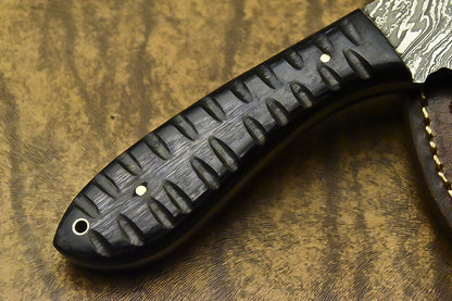 CUSTOM HANDMADE DAMASCUS HUNTING SKINNING BLADE HUNTER CAMPING FULL TANG KNIFE - SUSA KNIVES