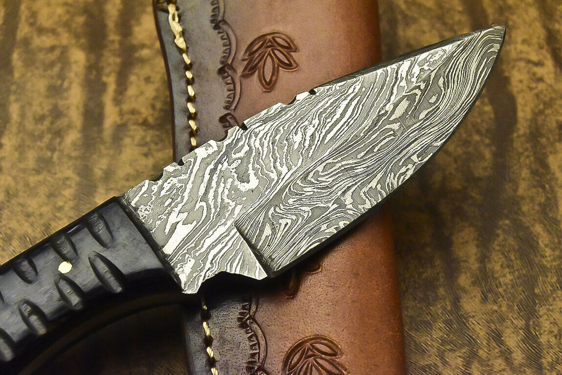CUSTOM HANDMADE DAMASCUS HUNTING SKINNING BLADE HUNTER CAMPING FULL TANG KNIFE - SUSA KNIVES
