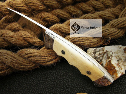 HANDMADE OUTCLASS ENGRAVED, HUNTING/FIGHTING CLAW KNIFE  440C MIRROR POLISHED - SUSA KNIVES