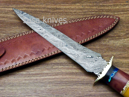 Stunning CUSTOM HAND FORGED DAMASCUS DAGGER HUNTING KNIFE CAMEL BONE - SUSA KNIVES