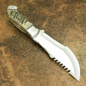 Beautiful Custom Handmade D2 Steel Tracker Knife | Sheath | Ram Horn Handle3 - SUSA KNIVES
