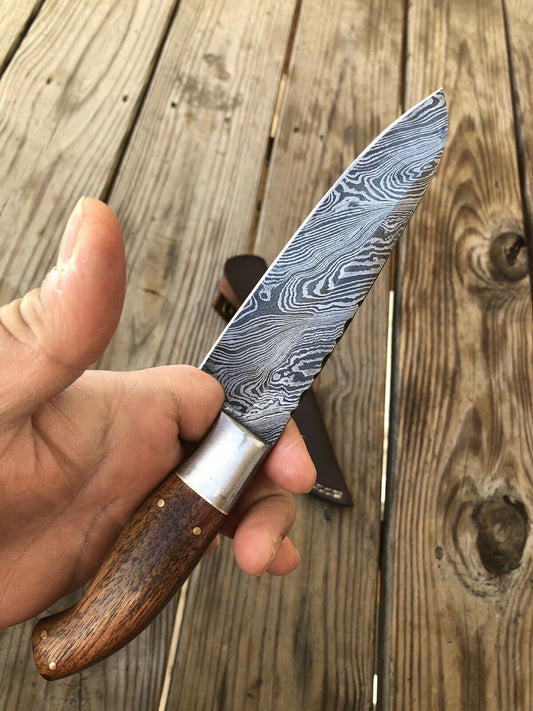 Hand Forged DAMASCUS STEEL Chef Knife W/Rose Wood & Steel Bolster Handle - SUSA KNIVES