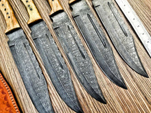 Load image into Gallery viewer, Lot of 5 Handmade Damascus Steel Bowie Knives &amp; Sheaths | Olive Wood Handle - SUSA KNIVES
