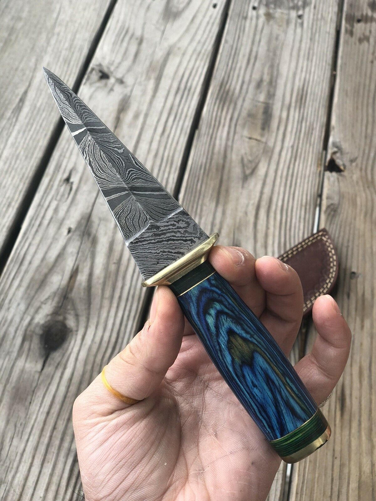 CUSTOM HAND FORGED DAMASCUS STEEL BOOT KNIFE W/ Wood - SUSA KNIVES