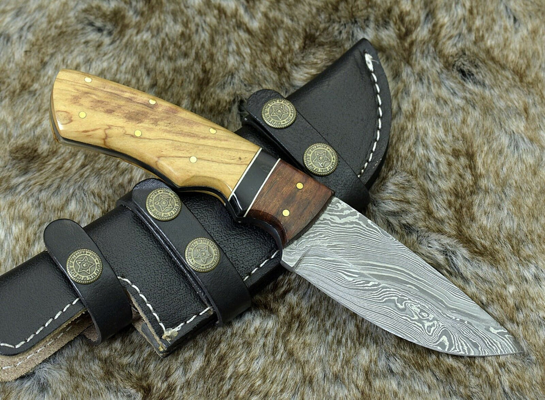 Damascus Knife Damascus Steel hunting Knife 9” Olive Wood handle full tang - SUSA KNIVES