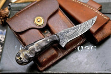 Load image into Gallery viewer, Handmade Hammered Damascus Custom Bird Fish Small Hunting Skinning Knife - SUSA KNIVES
