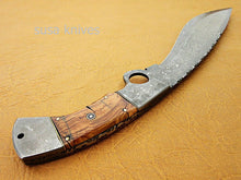 Load image into Gallery viewer, Kukri knife-Custom Handmade Damascus Steel kukri Knife Natural Rose Wood Handle - SUSA KNIVES
