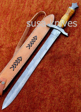 Load image into Gallery viewer, Custom Handmade Damascus Steel Sword [Sheath] Olive Wood Handle - SUSA KNIVES
