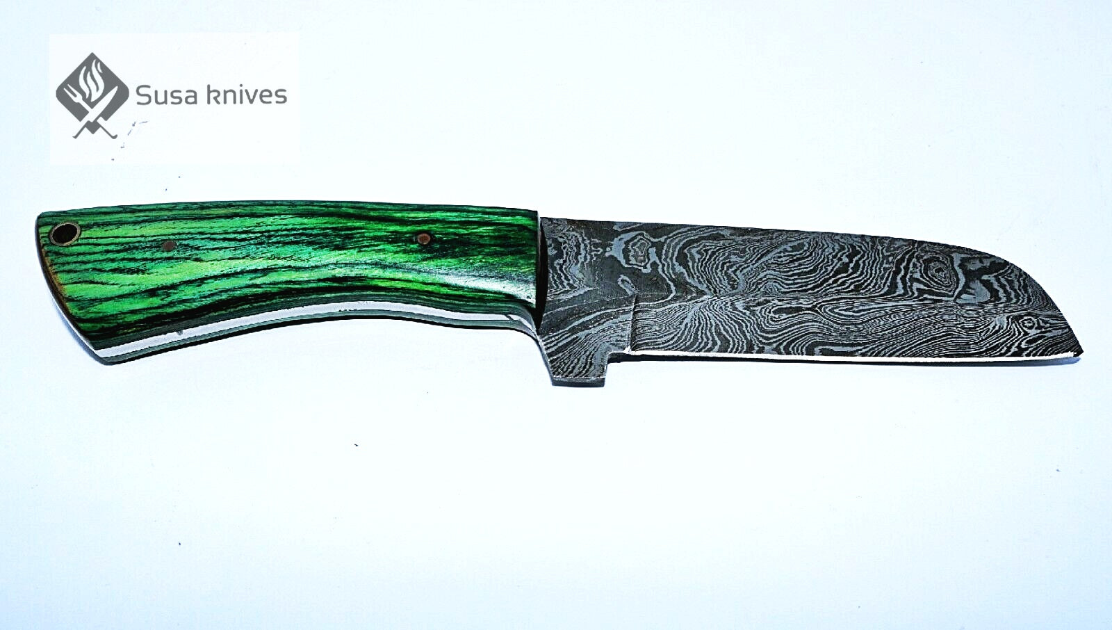 HAND FORGED DAMASCUS STEEL BULL CUTTER/COWBOY KNIFE & PUKKA WOOD HANDLE - SUSA KNIVES